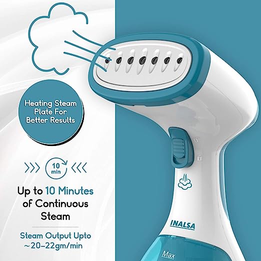 Inalsa Xpress 1200-Watt Garment Steamer with Detachable Fabric & Steam Brush & 260ml Capacity | Vertical & Horizontal Ironing, (White/Aqua Green) Inalsa Xpress 1200-Watt Garment Steamer with Detachable Fabric & Steam Brush & 260ml Capacity | Vertical & Horizontal Ironing, (White/Aqua Green)